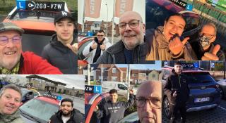 collage van vrijwilligers rijinstructeurs met hun leerling autobestuurder